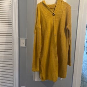 Waffle mustard yellow long sweater